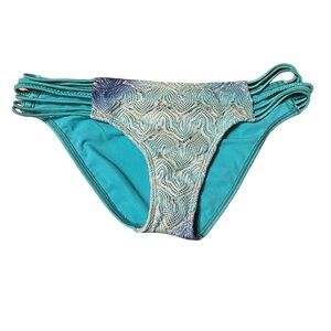 Lula Fama bikini bottoms aqua braided side size medium new with tags beach